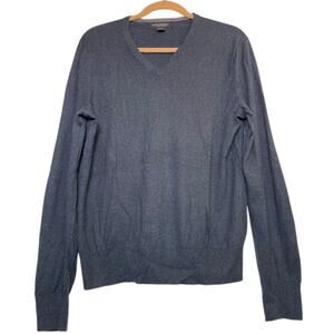 Banana Republic Mens Cashmere Silk Sweater Size Medium Navy Blue Solid V-Neck